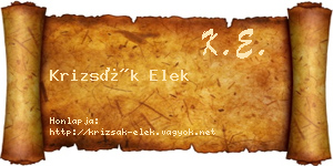 Krizsák Elek névjegykártya